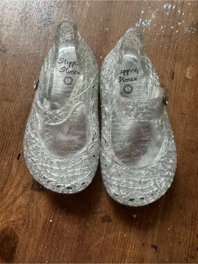 Stepping Stones Clear Glitter Jelly Mary Jane Sandals for Kids